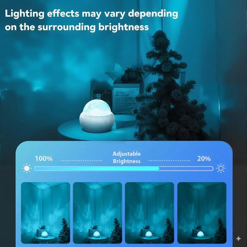 2 Scene - 16-Color Ocean Wave & 3D Water Ripple Projector Lamp with Remote Control – round LED Light for Relaxation & Romantic Night Ambience