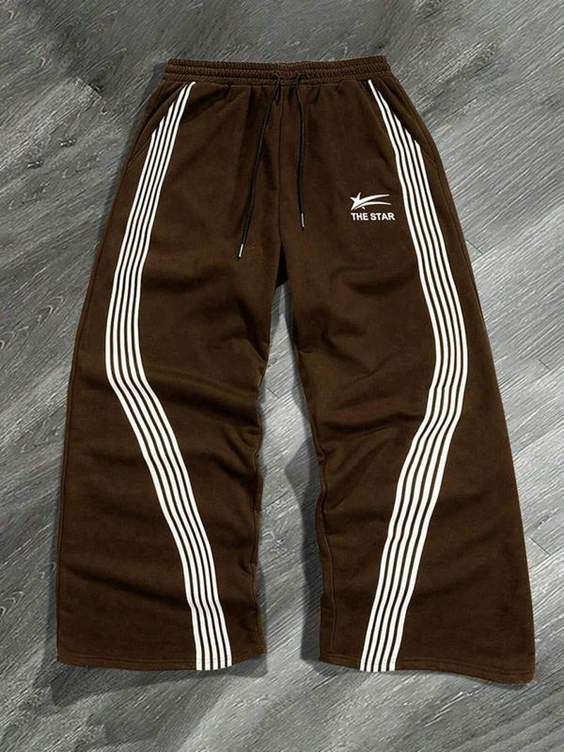 Men'S Camo / Striped Print Drawstring Waist Sports Sweatpants, Casual Comfy Regular Fit Pocket Straight Leg Trousers for Fall & Winter, Men'S Bottoms for Daily Wear, Work Trousers, Sports Pants Sportswear, Fitness Pants, Clothes