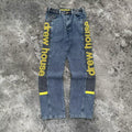 the Denim Fabric Is Stitched with a Special Style of Patchwork Design Jeans for Men and Women Casual Ropa Hombre