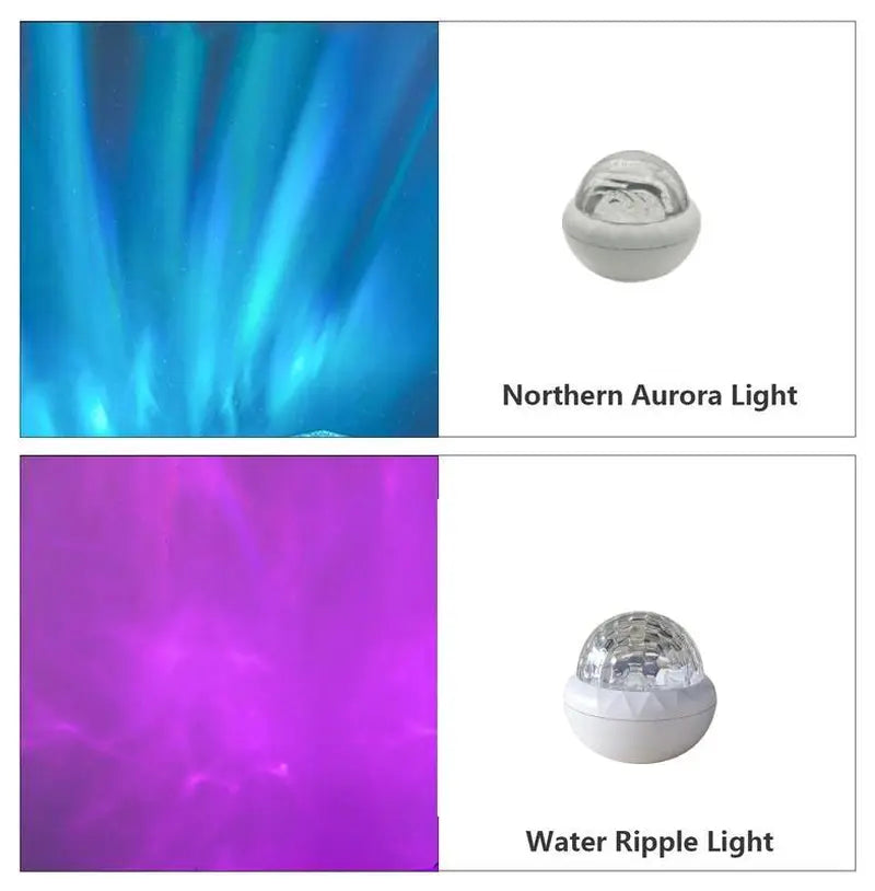 2 Scene - 16-Color Ocean Wave & 3D Water Ripple Projector Lamp with Remote Control – round LED Light for Relaxation & Romantic Night Ambience