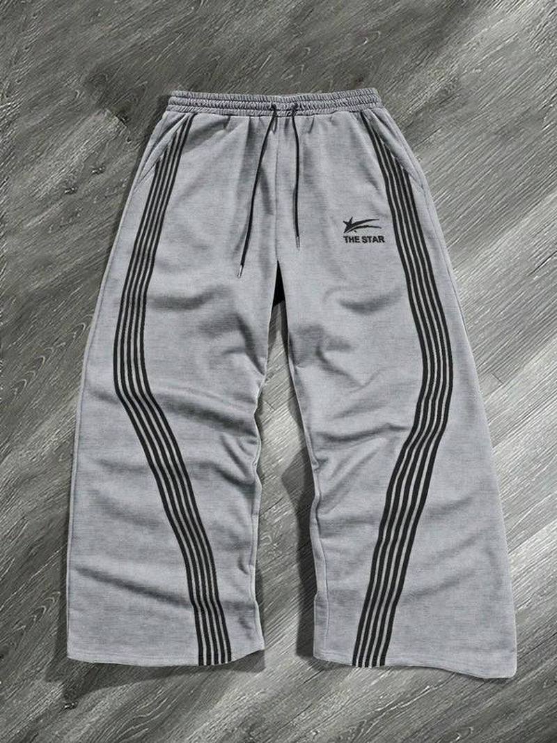 Men'S Camo / Striped Print Drawstring Waist Sports Sweatpants, Casual Comfy Regular Fit Pocket Straight Leg Trousers for Fall & Winter, Men'S Bottoms for Daily Wear, Work Trousers, Sports Pants Sportswear, Fitness Pants, Clothes