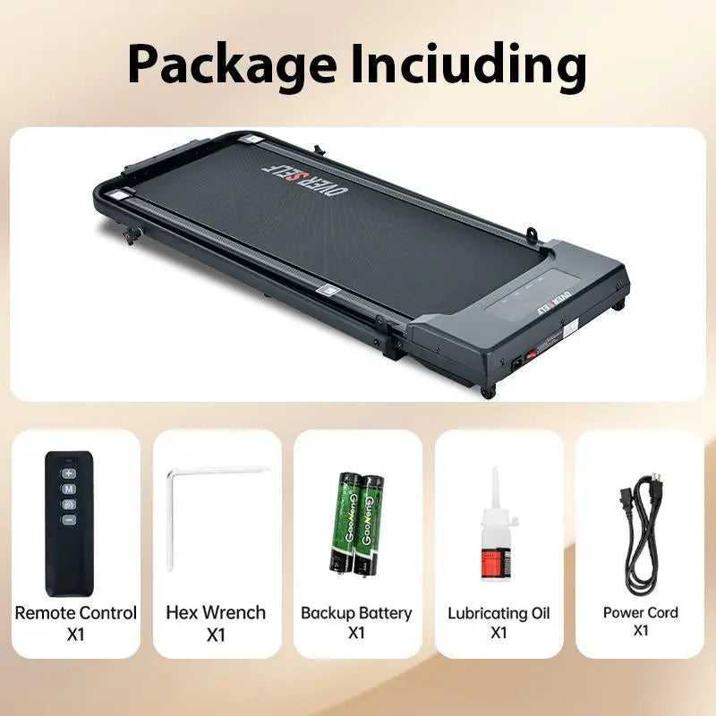 OVER SELF Portable Walking Pad Treadmill with Wheels Remote Control LED Display 42.5X19X4.7 Inches for Home Office Use 300 Lbs Capacity Quiet Operation 2-In-1 Design for Daily Workout & Calories Tracking
